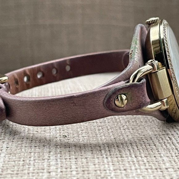 Fossil Ladies Wristwatch Pink Leather Band Gold Tone Case AS IS Read desc - Picture 4 of 11